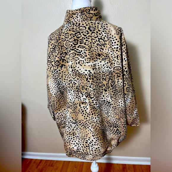 Allyson Whitmore Fall Woman Windbreaker Brown Leopard Print Jacket golf 2X - Picture 9 of 15